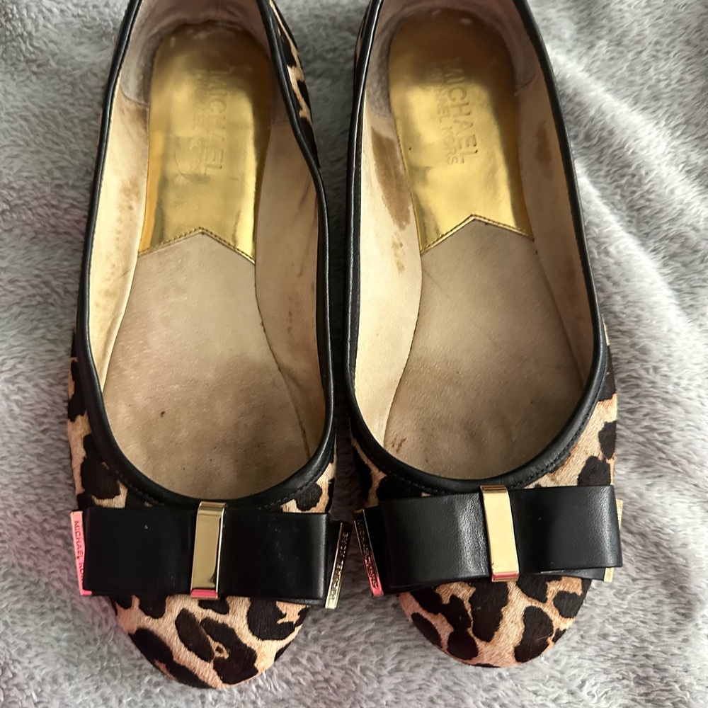 Michael Kors Animal Print Flats with Black Bow